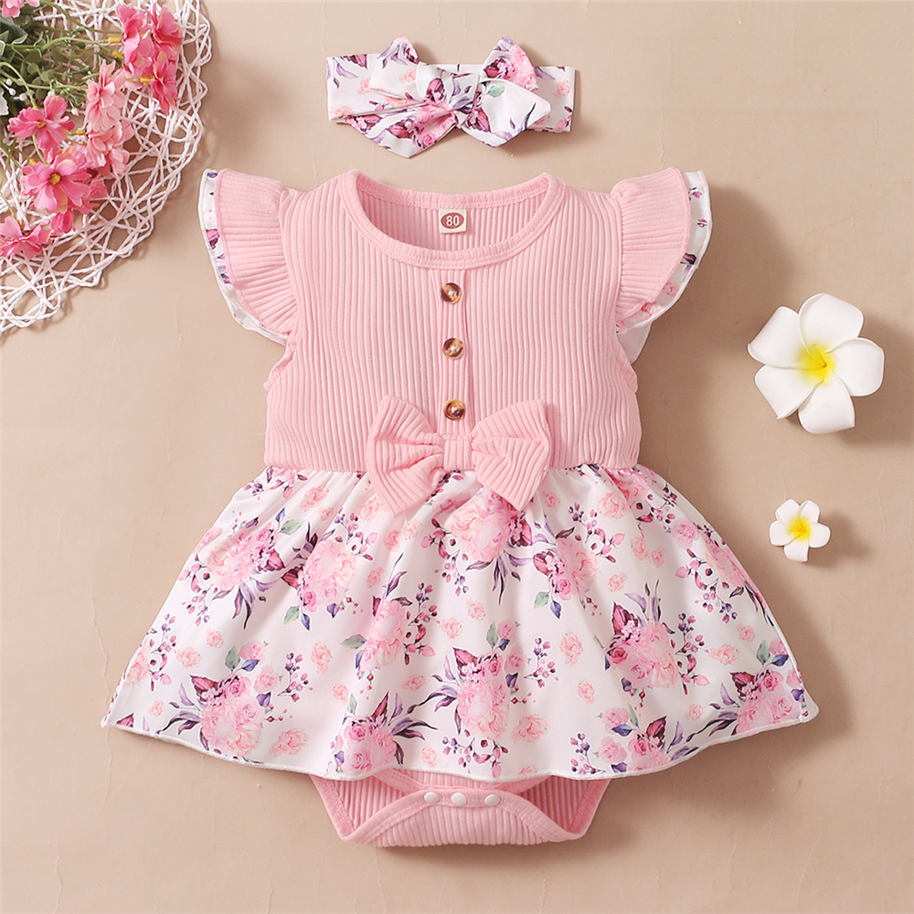 Baby Clothing Online - Детское летнее платье-комбинезон в рубчик, с